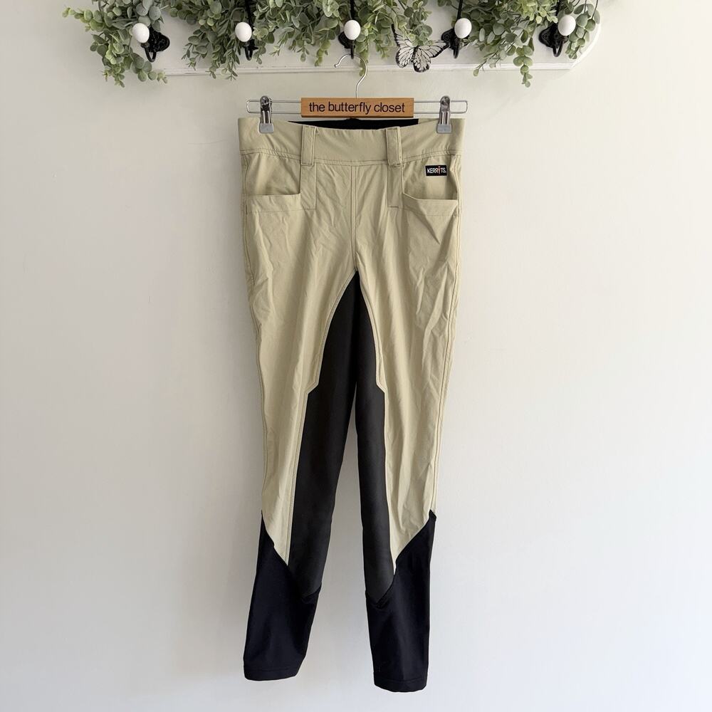Women’s Kerrits Tan Black Equestrian Riding Pants Medium dd5776
